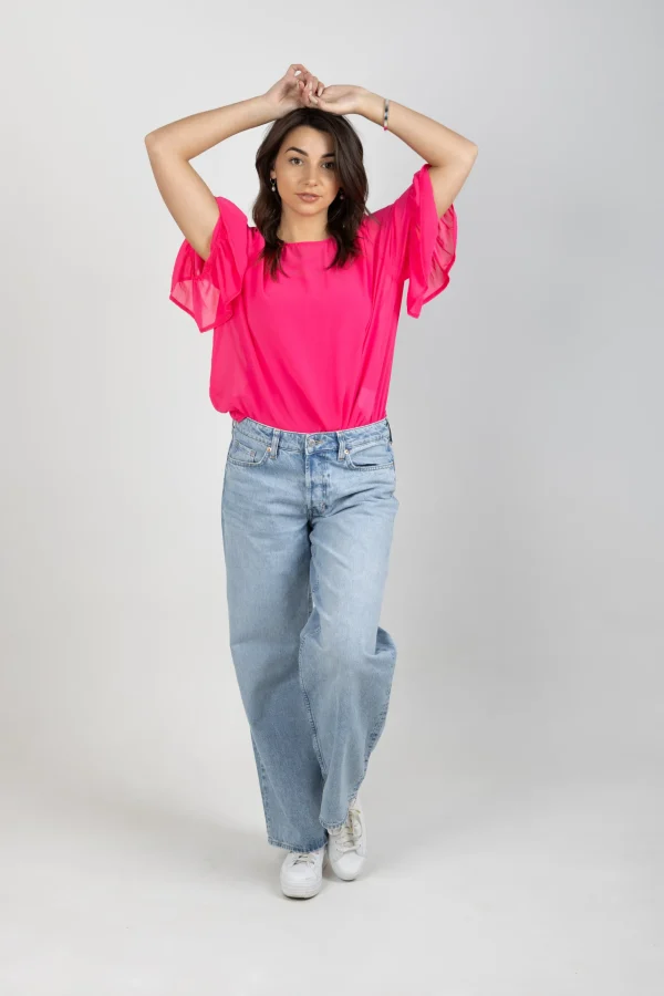 Shirts & Tops-BLANK SPACE LABEL SASHA TOP FLAMINGO