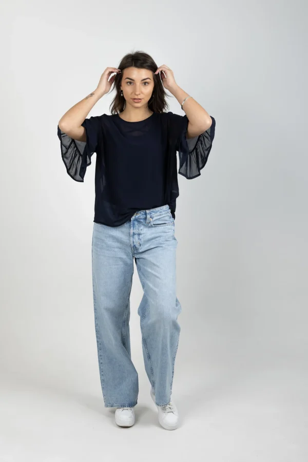Shirts & Tops-BLANK SPACE LABEL SASHA TOP BLUE NOIR
