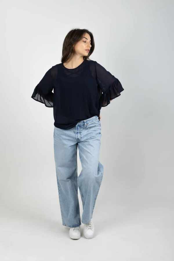 Shirts & Tops-BLANK SPACE LABEL SASHA TOP BLUE NOIR