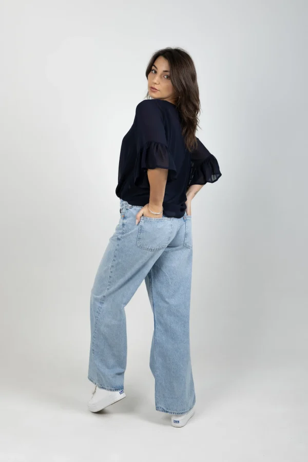 Shirts & Tops-BLANK SPACE LABEL SASHA TOP BLUE NOIR