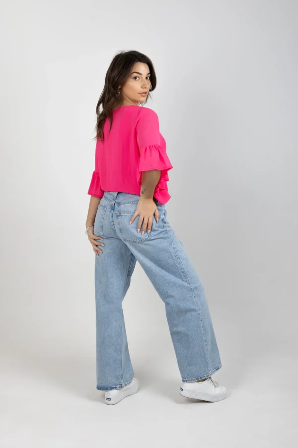 Shirts & Tops-BLANK SPACE LABEL SASHA TOP FLAMINGO