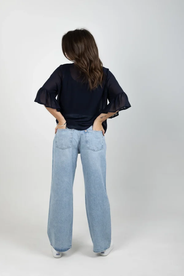 Shirts & Tops-BLANK SPACE LABEL SASHA TOP BLUE NOIR