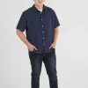 Shirts-BLANK SPACE LABEL WILLIAM LINEN SHIRT NAVY