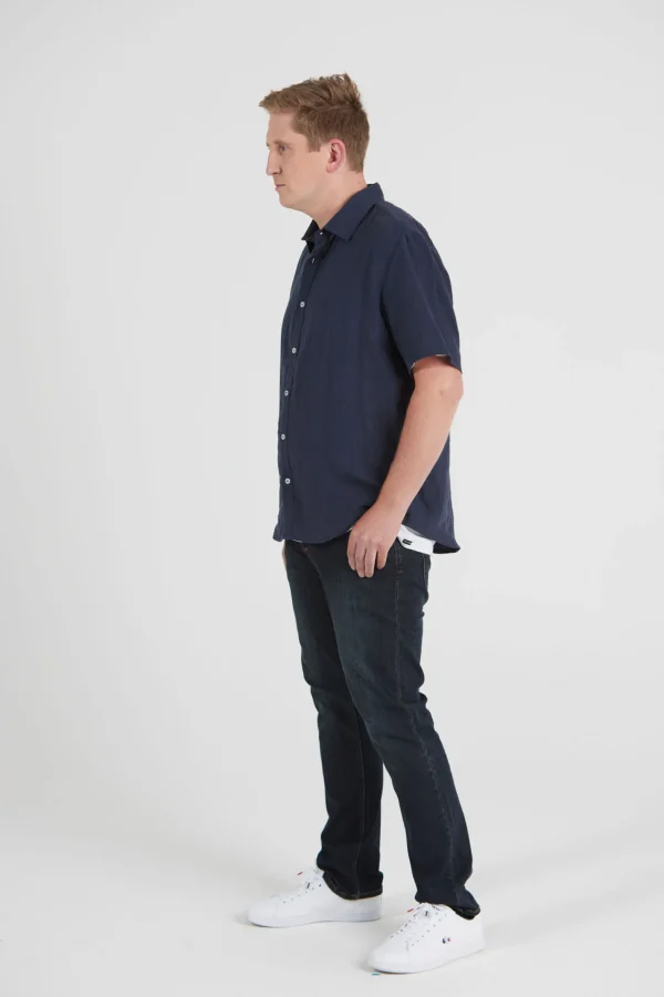 Shirts-BLANK SPACE LABEL WILLIAM LINEN SHIRT NAVY