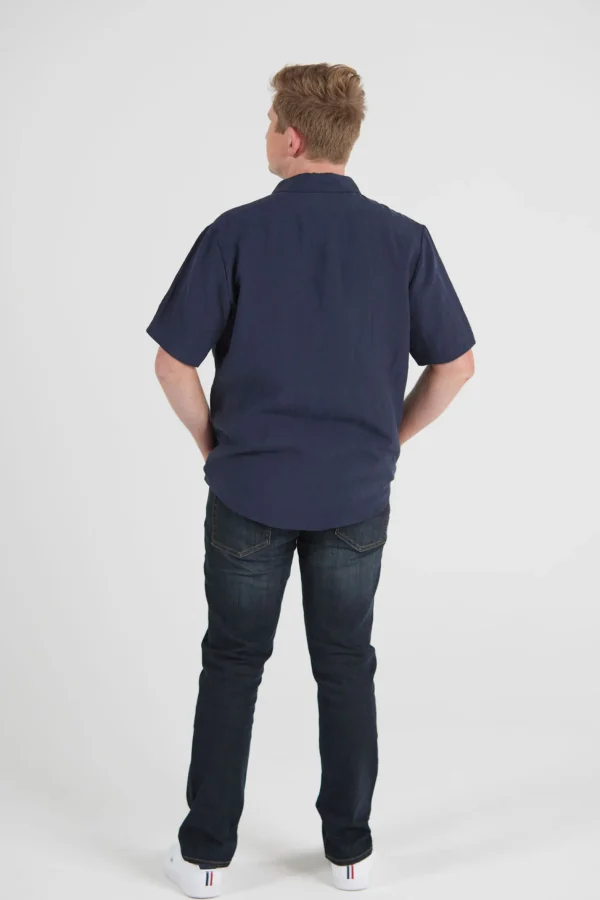 Shirts-BLANK SPACE LABEL WILLIAM LINEN SHIRT NAVY