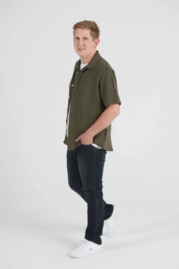 Shirts-BLANK SPACE LABEL WILLIAM LINEN SHIRT CAPER