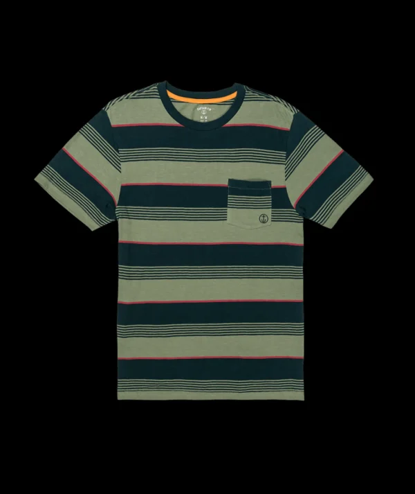 Tees & Tanks-CAPTAIN FIN SIXTIES STRIPE DARK OLIVE