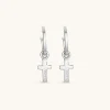 925 Sterling Silver | Jewellery-BLANK SPACE. CROSS HOOP EARRINGS