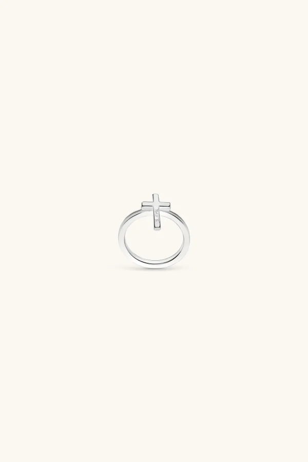 925 Sterling Silver | Jewellery-BLANK SPACE. CROSS STACKER RING