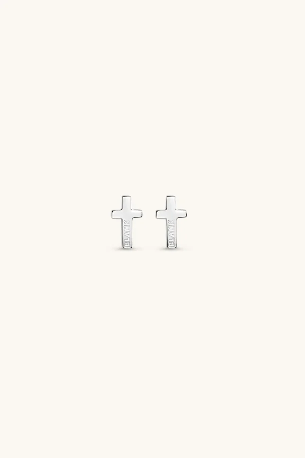 925 Sterling Silver | Jewellery-BLANK SPACE. CROSS STUD EARRINGS
