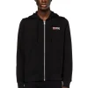 Sweaters & Knitwear-DIESEL S-GINN ZIP UP HOOD BLACK