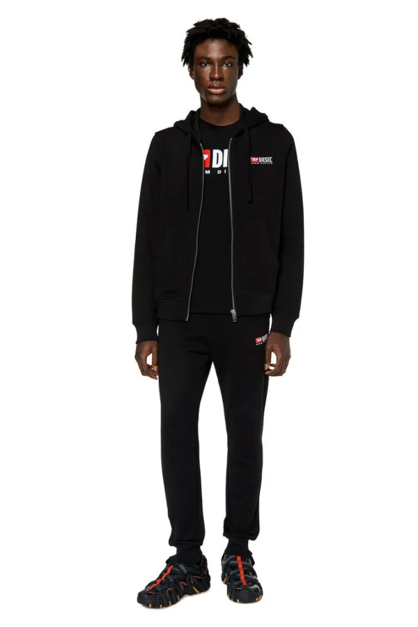 Sweaters & Knitwear-DIESEL S-GINN ZIP UP HOOD BLACK