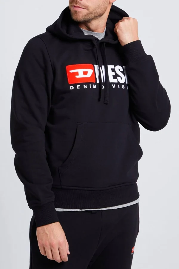 Sweaters & Knitwear-DIESEL S-GINN-HOOD-DIV SWEATSHIRT - BLACK