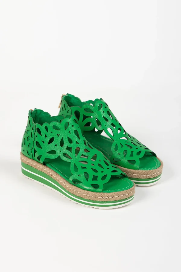 Footwear-DJANGO & JULIETTE ADELY SANDAL EMERALD LEATHER