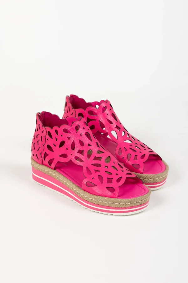 Footwear-DJANGO & JULIETTE ADELY SANDAL HOT PINK LEATHER