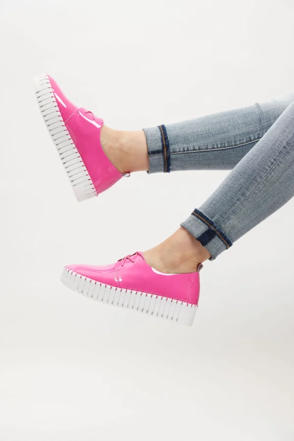 Footwear-DJANGO & JULIETTE BRENDA SNEAKER - HOT PINK PATENT LEATHER