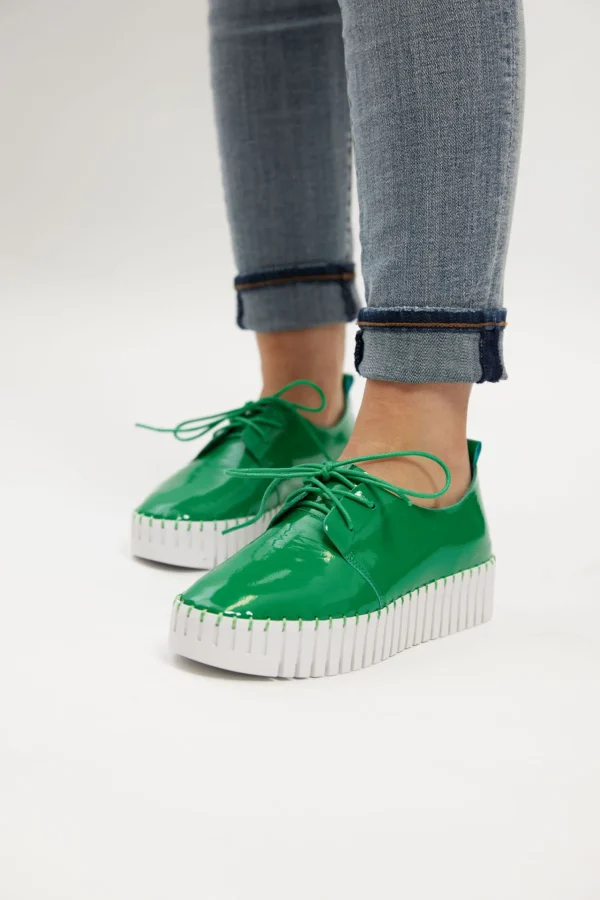 Footwear-DJANGO & JULIETTE BRENDA SNEAKER - EMERALD PATENT LEATHER