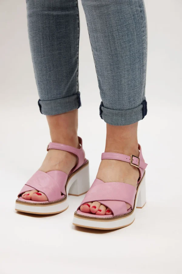 Footwear-DJANGO & JULIETTE JEMI HEEL - PINK LEATHER