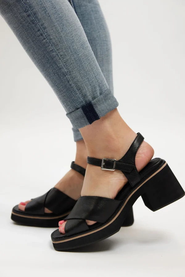 Footwear-DJANGO & JULIETTE JEMI HEEL - BLACK LEATHER