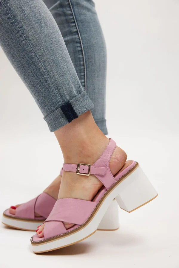 Footwear-DJANGO & JULIETTE JEMI HEEL - PINK LEATHER
