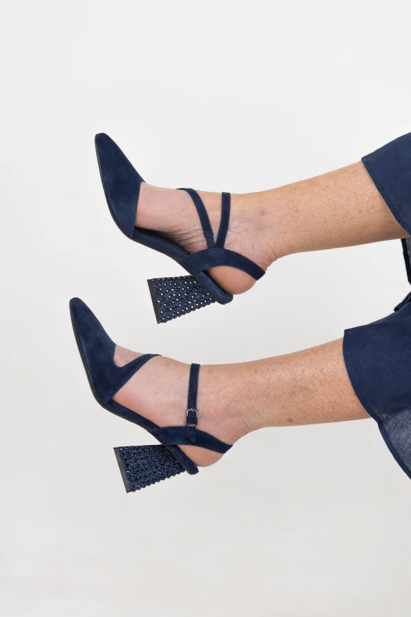 Footwear-DJANGO & JULIETTE LAHTI HEEL - NAVY SUEDE