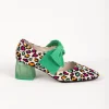Footwear-DJANGO & JULIETTE MISHA HEEL BRIGHT LEOPARD EMERALD SUEDE