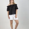 Shirts & Tops-EB&IVE HALCYON RUCHED TOP EBONY