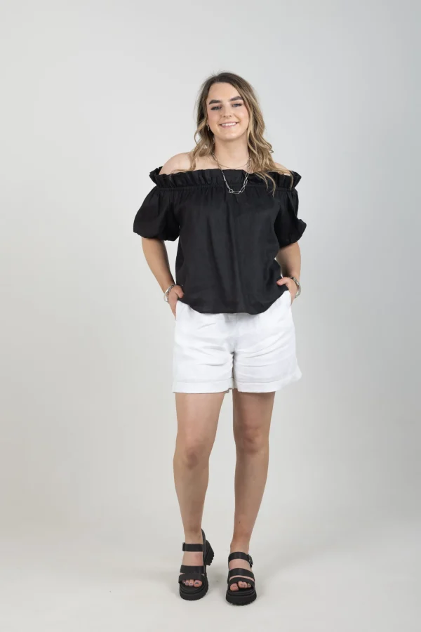 Shirts & Tops-EB&IVE HALCYON RUCHED TOP EBONY