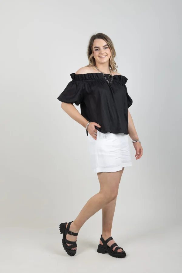 Shirts & Tops-EB&IVE HALCYON RUCHED TOP EBONY