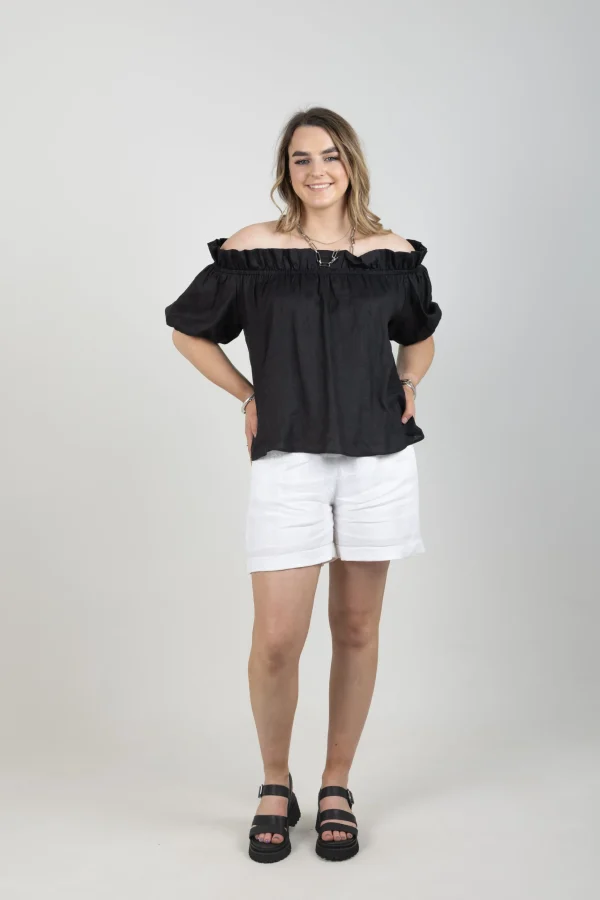 Shirts & Tops-EB&IVE HALCYON RUCHED TOP EBONY
