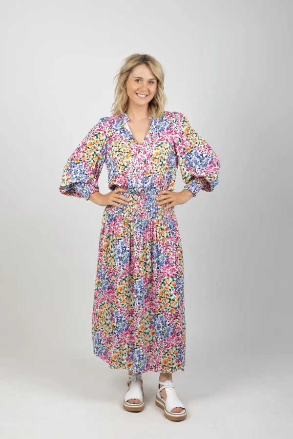 Dresses-EB&IVE LA MER SHIRRED MAXI FIORE