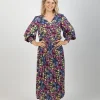Dresses-EB&IVE LA MER SHIRRED MAXI BLUME