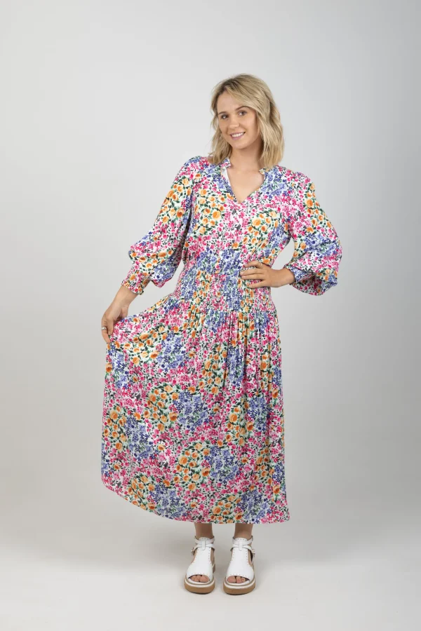 Dresses-EB&IVE LA MER SHIRRED MAXI FIORE