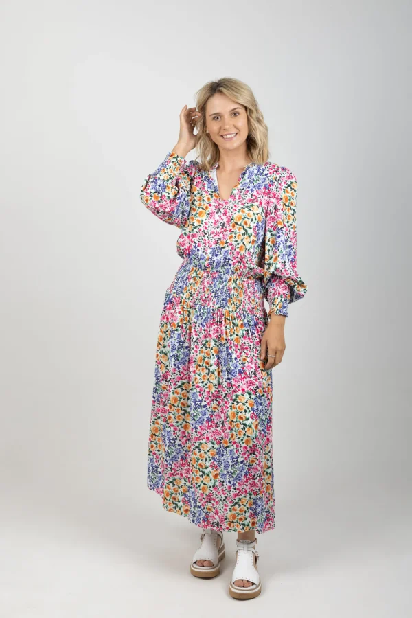 Dresses-EB&IVE LA MER SHIRRED MAXI FIORE