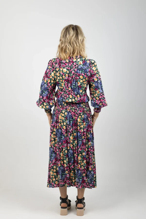 Dresses-EB&IVE LA MER SHIRRED MAXI BLUME