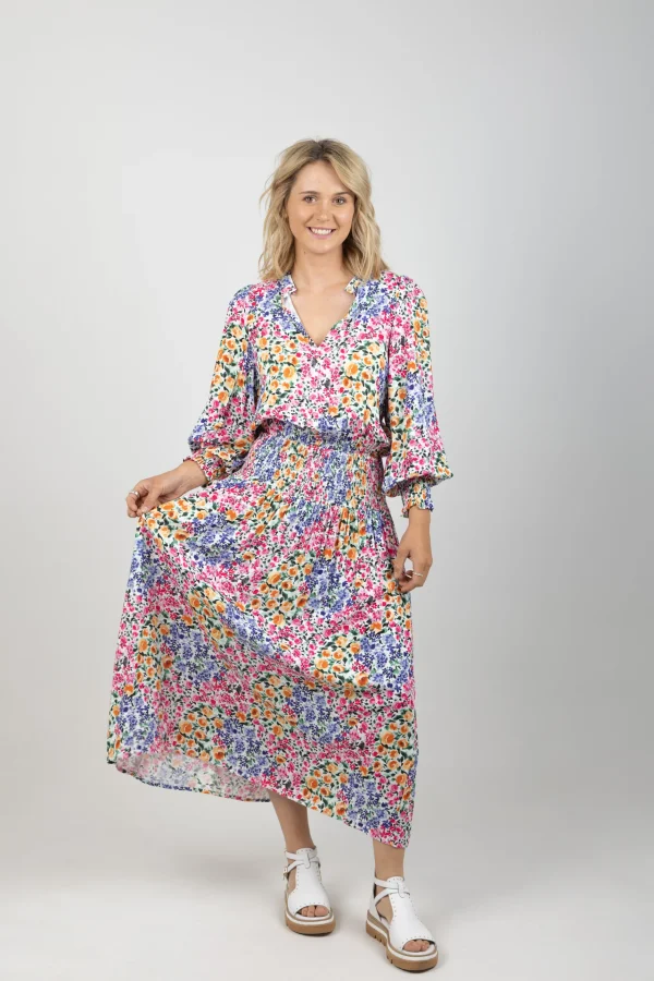 Dresses-EB&IVE LA MER SHIRRED MAXI FIORE