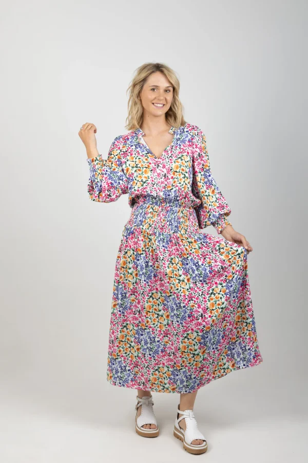 Dresses-EB&IVE LA MER SHIRRED MAXI FIORE