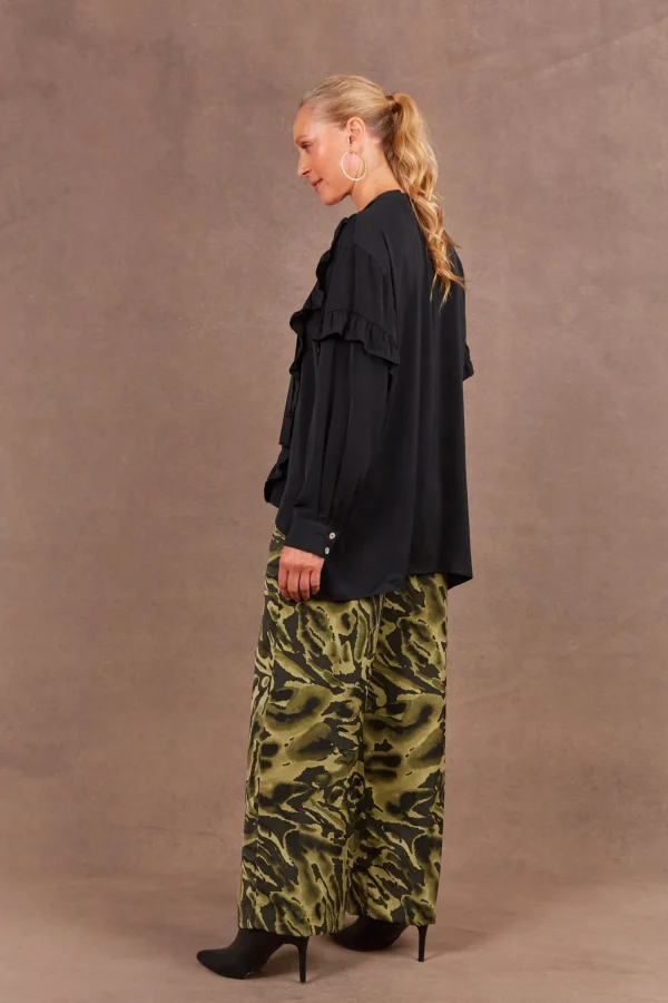 Shirts & Tops-EB&IVE MAYAN FRILL BLOUSE EBONY