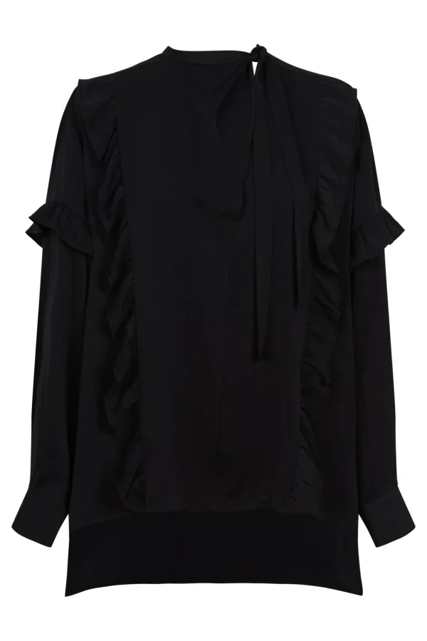 Shirts & Tops-EB&IVE MAYAN FRILL BLOUSE EBONY