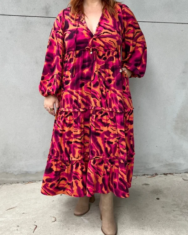 Dresses-EB&IVE MAYAN TIERED MAXI MAGENTA
