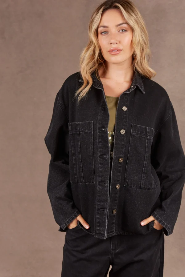 Coats & Jackets-EB&IVE META DENIM JACKET CARBON