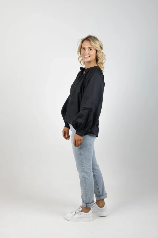 Shirts & Tops-EB&IVE NASHVILLE LINEN BLOUSE EBONY