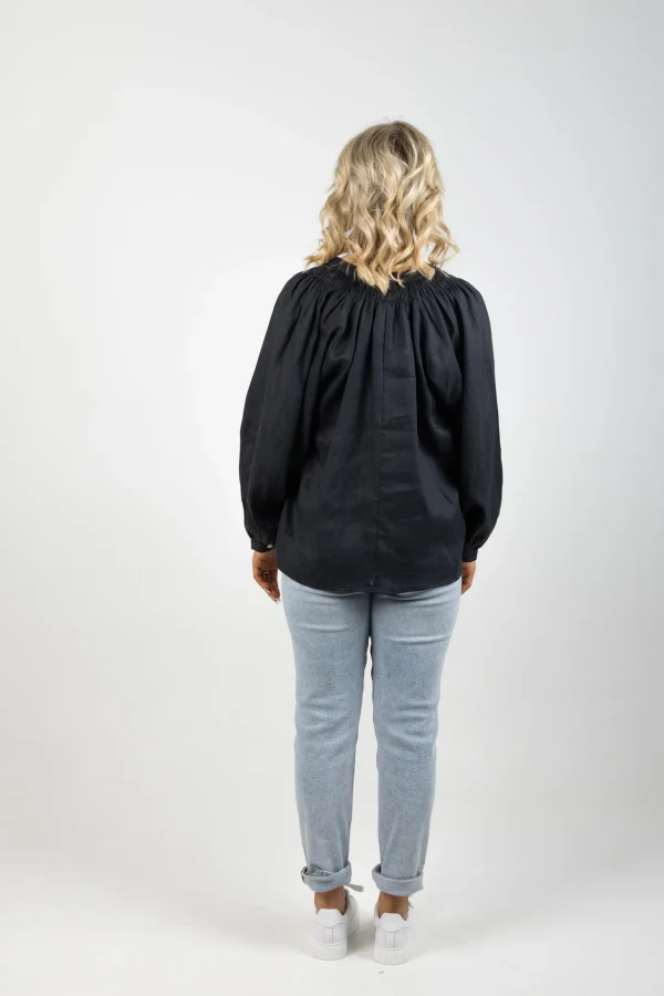Shirts & Tops-EB&IVE NASHVILLE LINEN BLOUSE EBONY