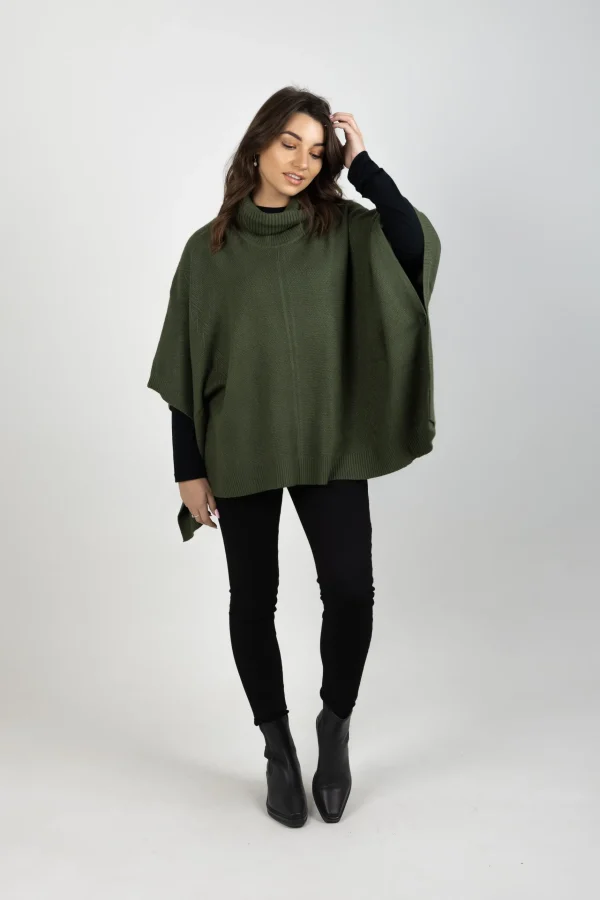 Sweaters & Knitwear-EB&IVE NAWI PONCHO OLIVE