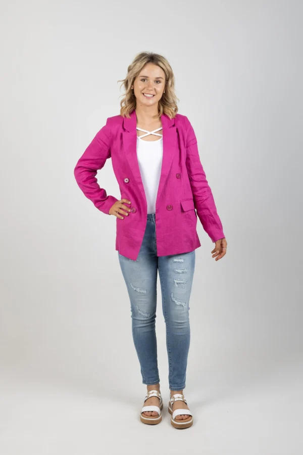 Coats & Jackets-EB&IVE STAPLE NAMA BLAZER MAGENTA