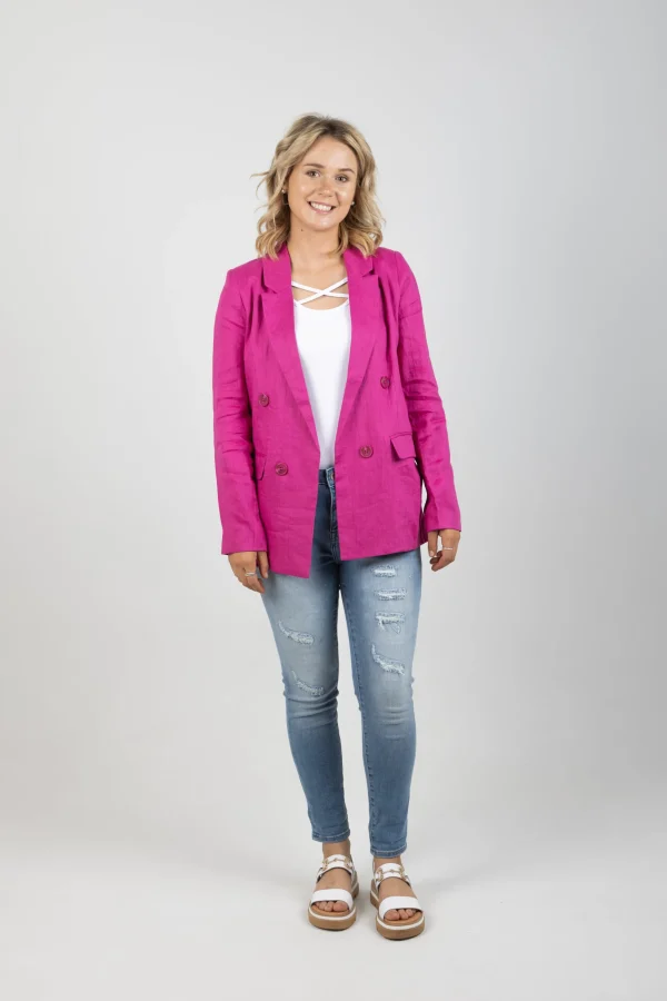 Coats & Jackets-EB&IVE STAPLE NAMA BLAZER MAGENTA
