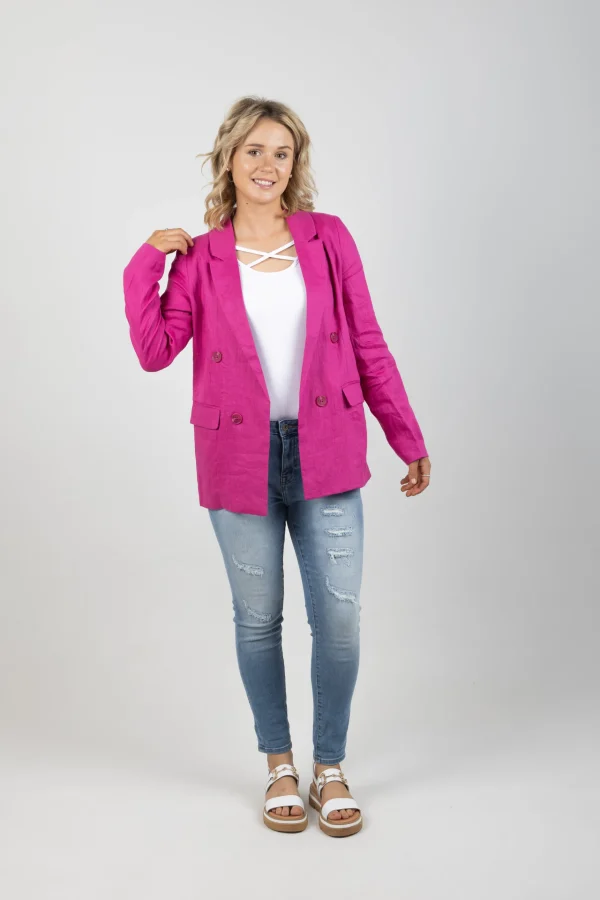 Coats & Jackets-EB&IVE STAPLE NAMA BLAZER MAGENTA
