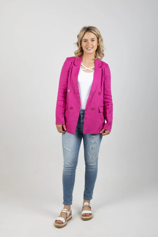 Coats & Jackets-EB&IVE STAPLE NAMA BLAZER MAGENTA
