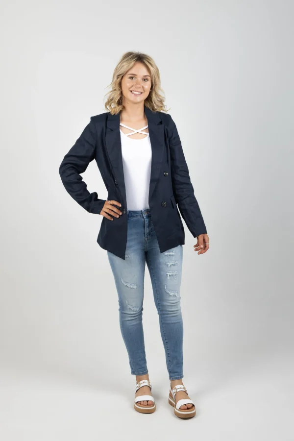 Coats & Jackets-EB&IVE STAPLE NAMA BLAZER NAVY