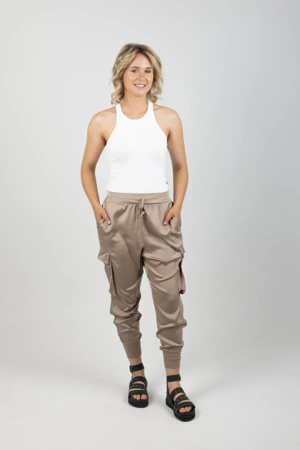 Pants-EB&IVE STAPLE PANT TAUPE